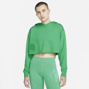 NWOT Nike Women’s Green Crop Embroidered Pullover Hoodie